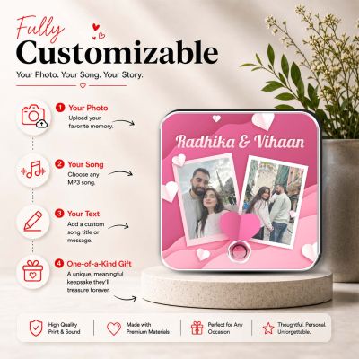 Birthday Gift for Girlfriend Boyfriend Customizable Photo Frame Musical Fridge Magnet for Couples | MP3 Audio & Song Playback Anniversary, Valentine's Day, and Weddings Gift